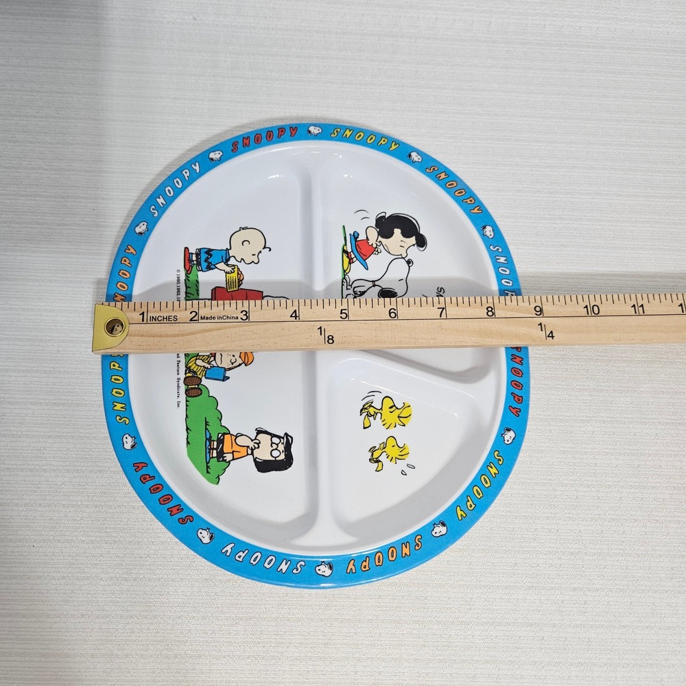 Vintage Peanuts Snoopy Melamine Divided Plate PECO Charlie Brown Woodstock - Picture 5 of 5